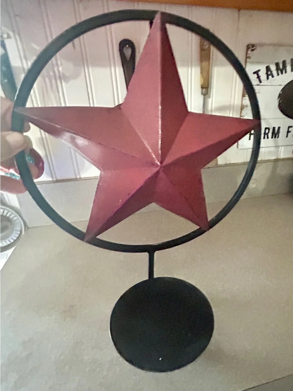 Red & Black metal Star candle holder